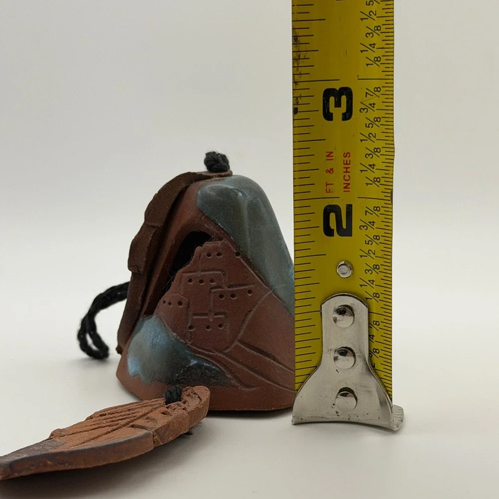 Southwestern Pueblo Clay Bell Ornament Terracotta Feather‎ Native Style Decor